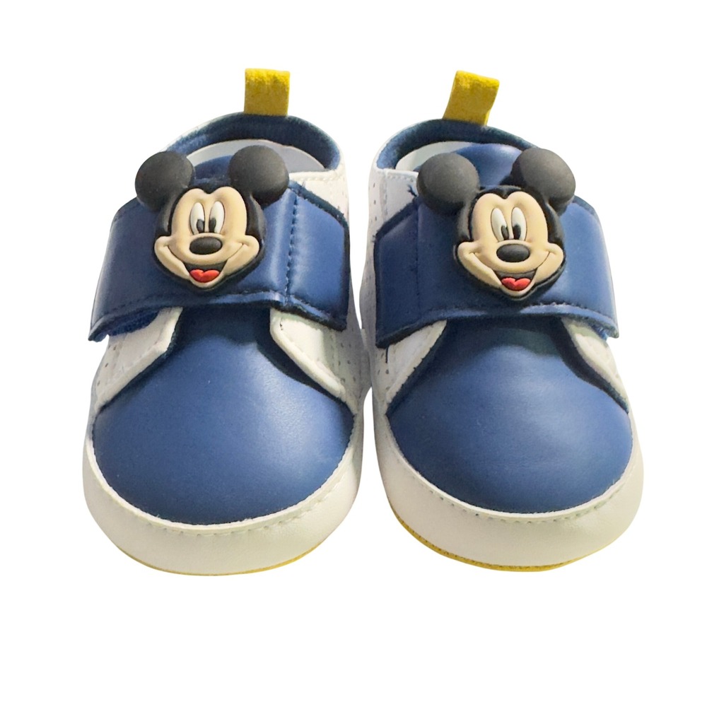 Disney Baby Mickey Mouse‎ Blue White Crib Shoes Infant Size 6-9M